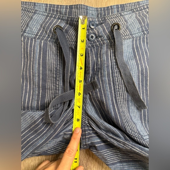 PrAna Steph Jogger Pants Blue Stripe Women's Size 4 Linen Organic Cotton Blend - Picture 5 of 9